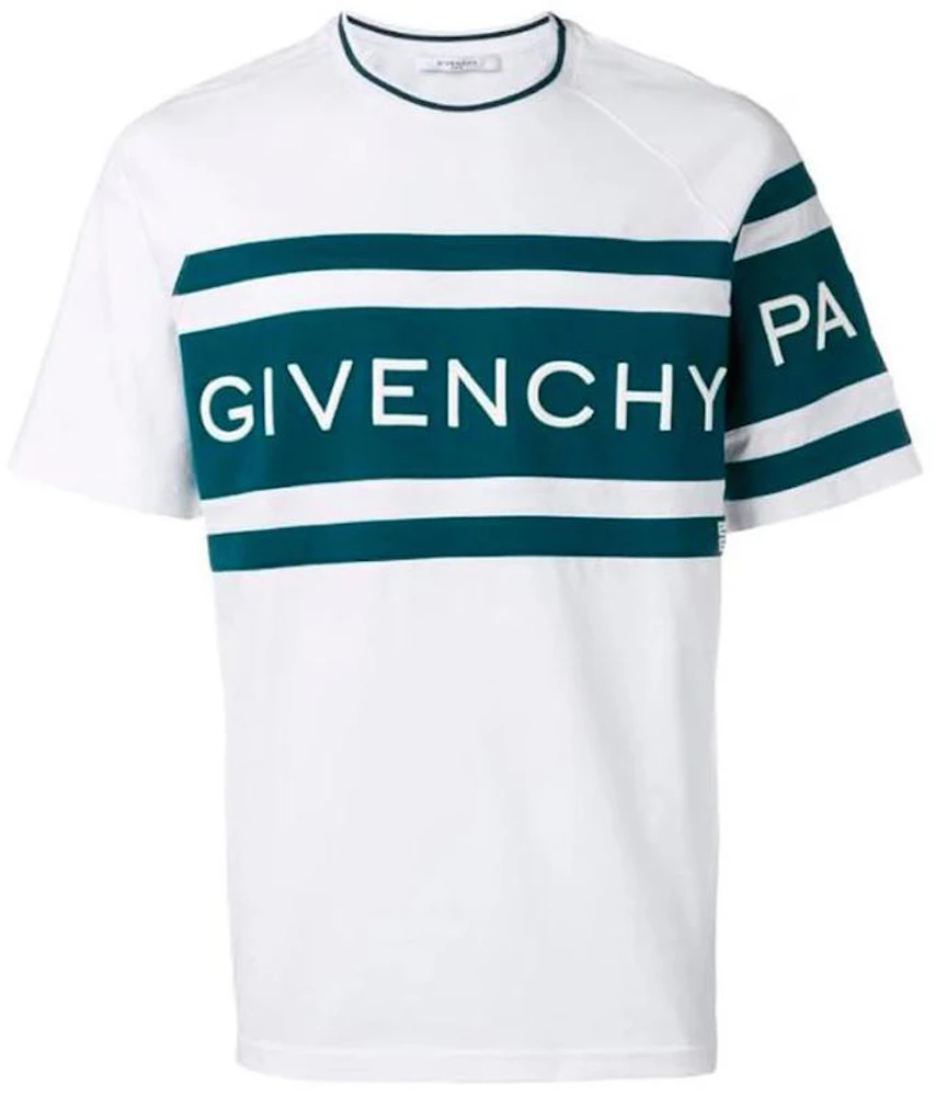 Givenchy Men's Logo Color Block T-shirt White/Teal - US