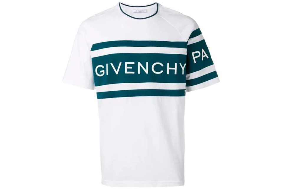 Givenchy Men's Logo Color Block T-shirt White/Teal - US