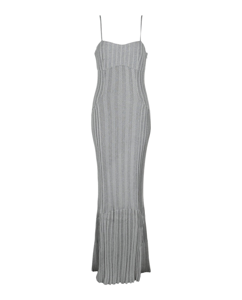 Givenchy Metallic Cable Knit Maxi Dress Silver