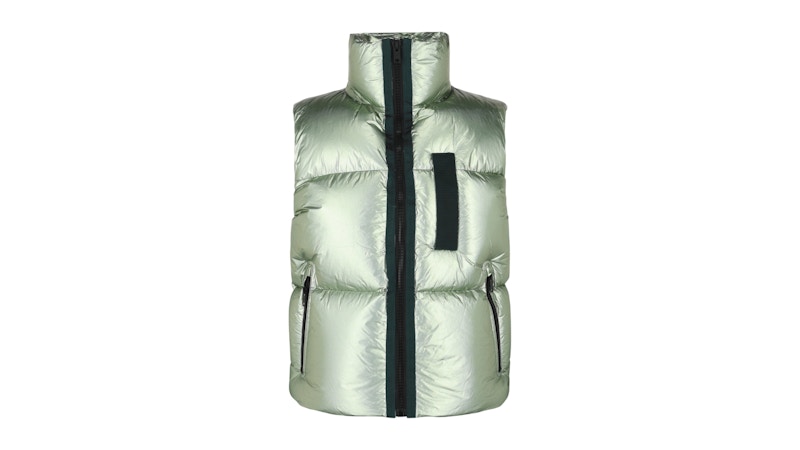 Pre-owned Givenchy Men's  Metallicfinish Down Puffer Vest In Forest Green