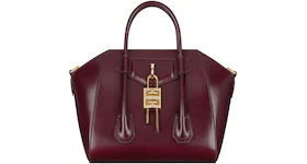 Givenchy Mini Antigona Lock Bag In Box Leather Oxblood Red