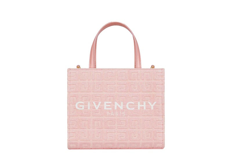 Givenchy Mini G-Tote Shopping Bag in 4G Embroidered Canvas Pink in 