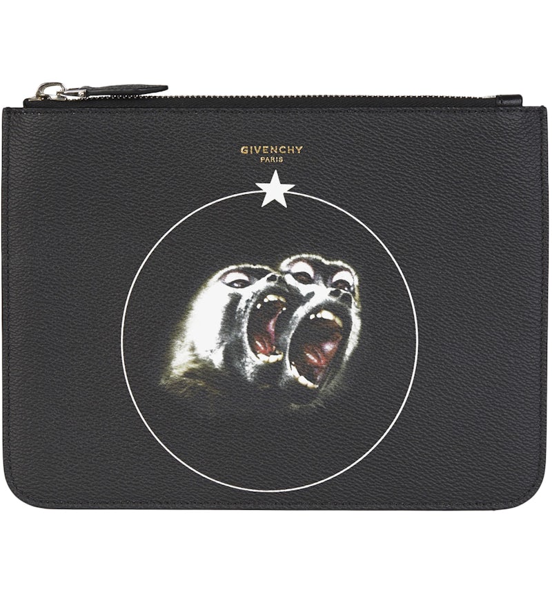 Givenchy Monkey Brothers Zipped Pouch Large Black in Coated Canvas