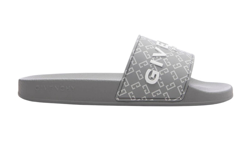 Pre-owned Givenchy Men's  Monogram Logo Slides Sneakers In Grey/white In Multi