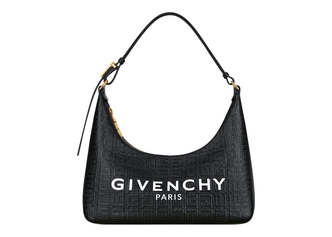 Pre-owned Givenchy Moon Cut Out Shoulder Bag Small 4g Embossed  Paris Print Black/white