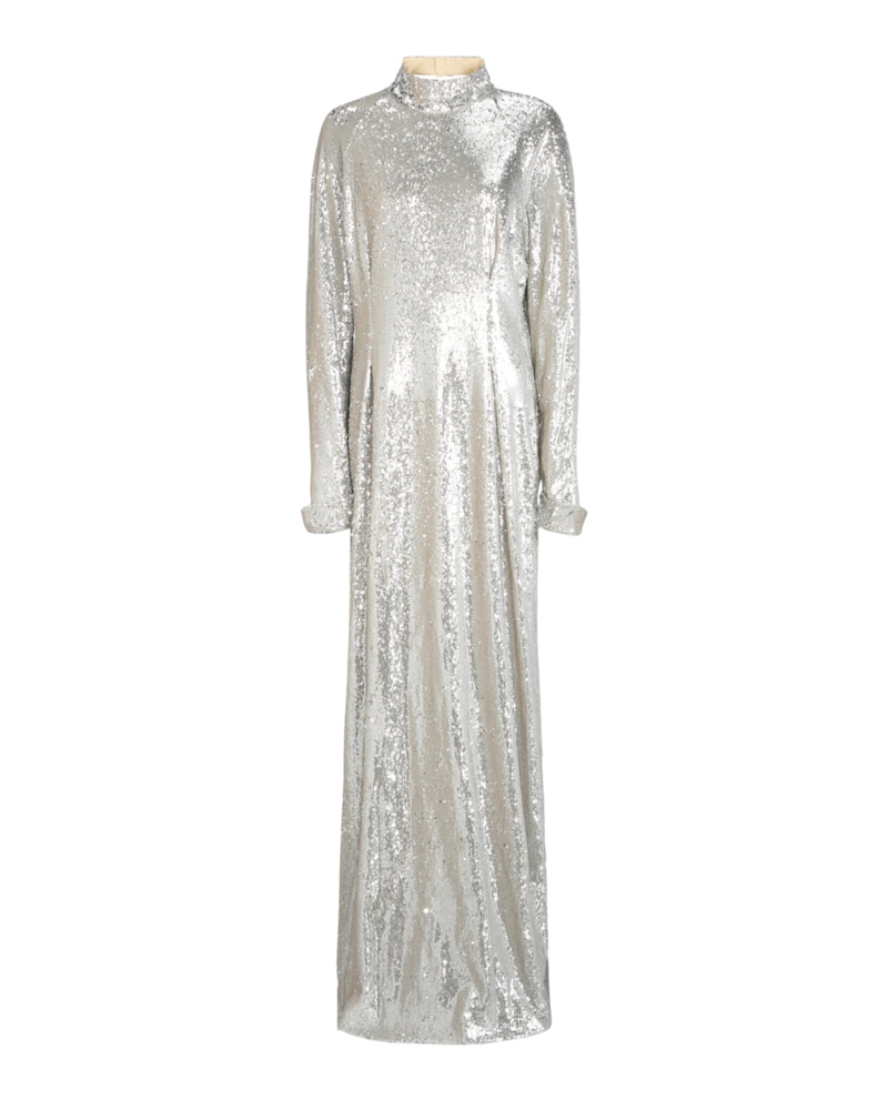 Givenchy Open-Back Sequin Gown Silver