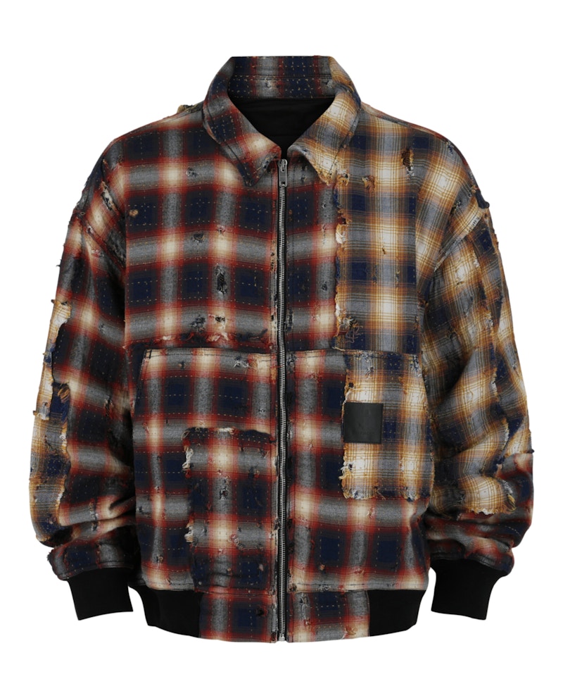 Givenchy Oversized Distressed Checked Bomber Jacket Multi
