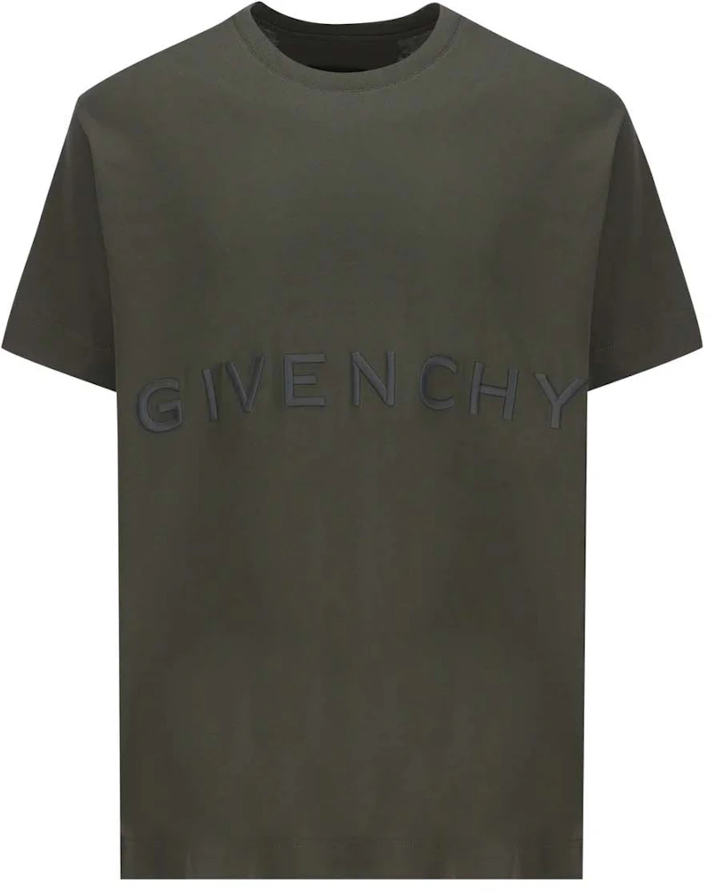 Givenchy Oversized Embroidered Logo T-Shirt Greyish Green Men's - US