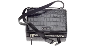 Givenchy Pandora Box Messenger Crocodile Embossed Mini Black