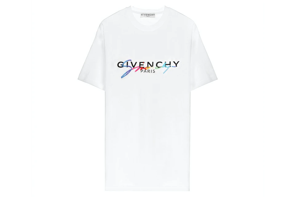 Trouble accent Duplicate Givenchy Paris Embroidered Logo T-shirt White - SS21 - US