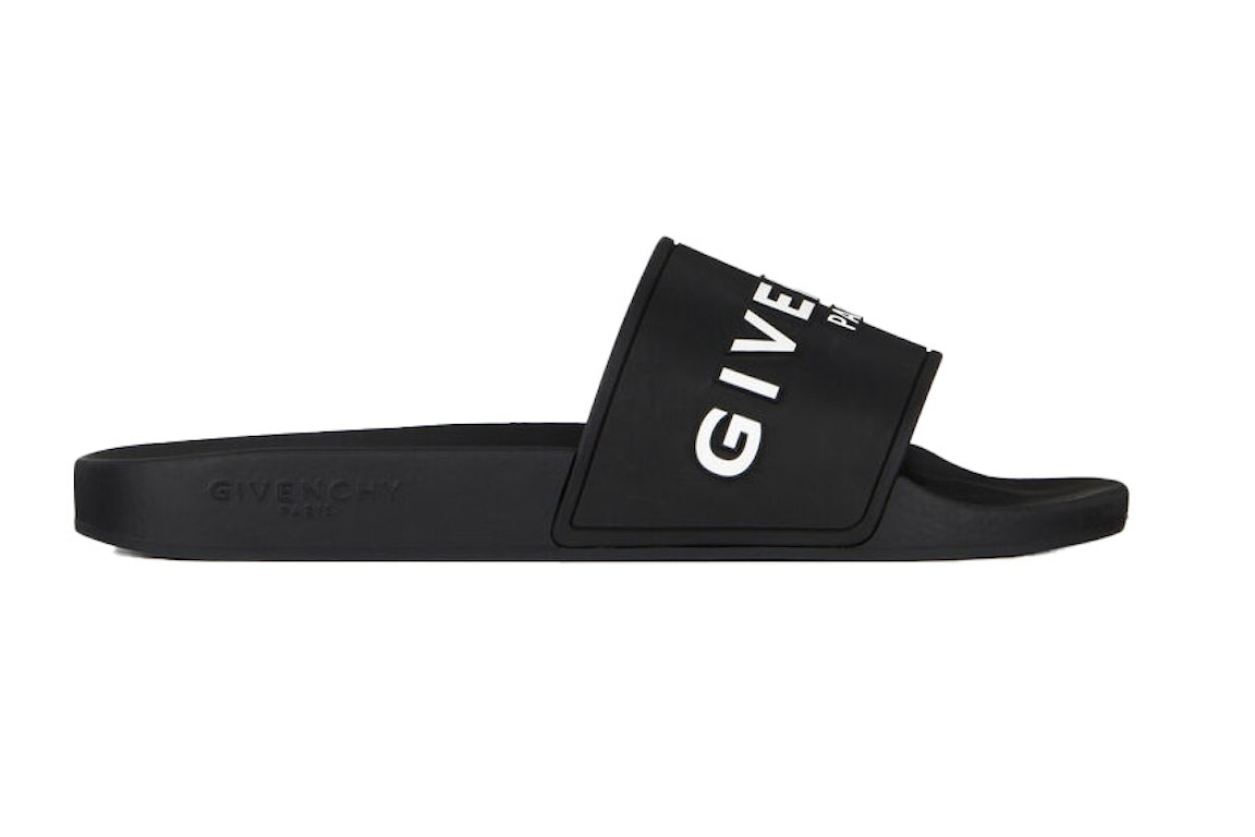 Pre-owned Givenchy Paris Flat Sandals Black White In Black/white