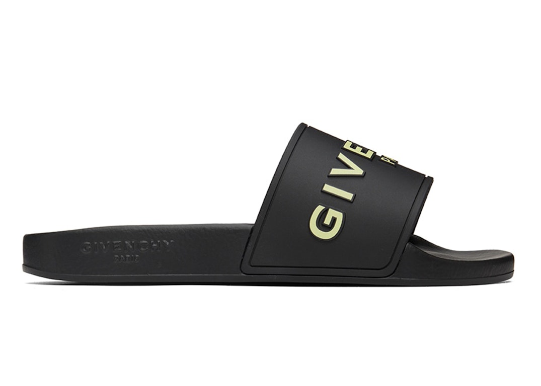Pre-owned Givenchy Paris Flat Sandals Black Yellow In Black/yellow
