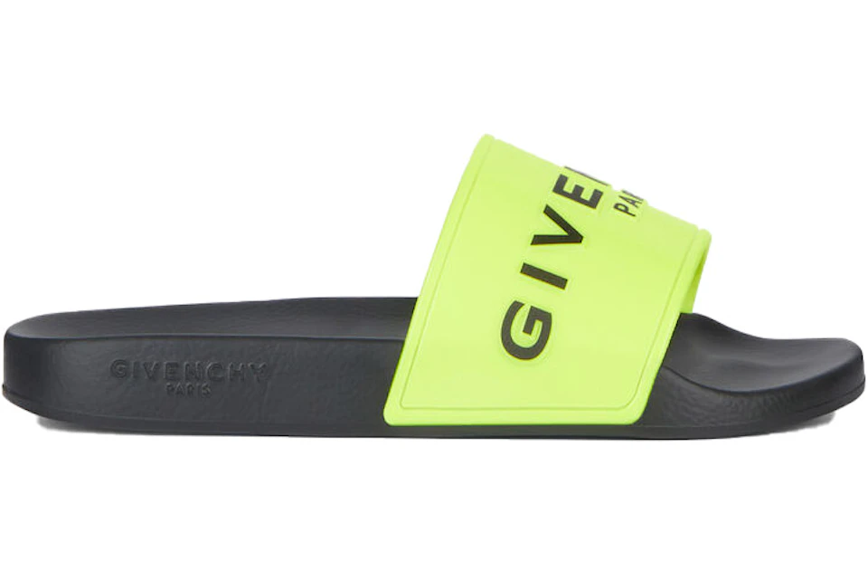 Givenchy Paris Flat Sandals Neon Yellow