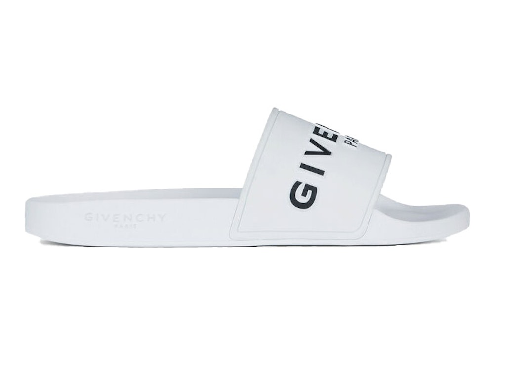 Pre-owned Givenchy Paris Flat Sandals White Black In White/black