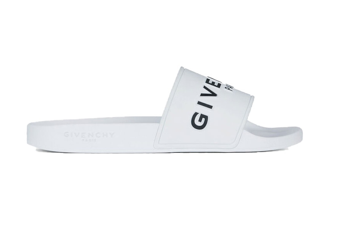 Pre-owned Givenchy Paris Flat Sandals White Black In White/black