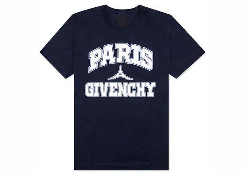 Givenchy Paris Logo Camiseta Oversize Azul Marino Oscuro Hombre US