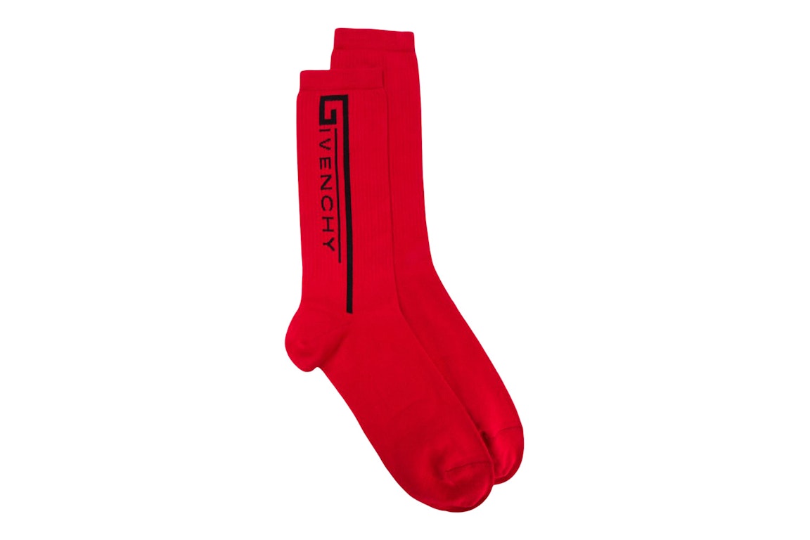 Pre-owned Givenchy Paris Logo Socks Red/black