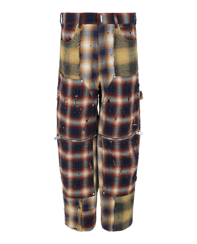 Givenchy Patchwork Plaid Wide-Leg Pants Multi