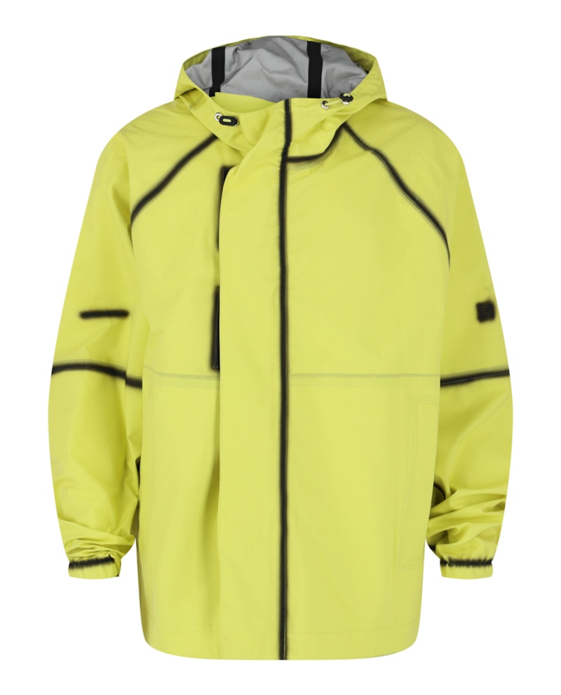 Pre-owned Givenchy Men's  Printed Raglan Windbreaker In Lemonade Yellow