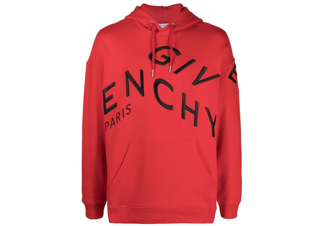 Pre-owned Givenchy Refracted Embroidered Logo Hoodie Red/black