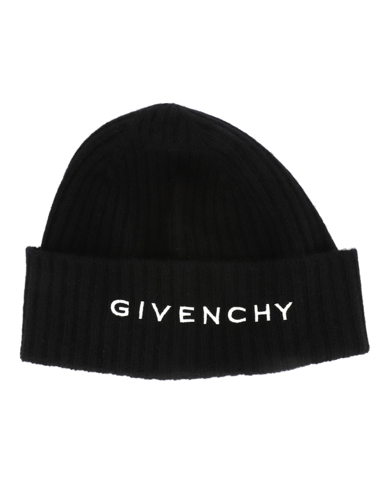 Givenchy Berretto Logo Ricamato a Costine Nero/Bianco