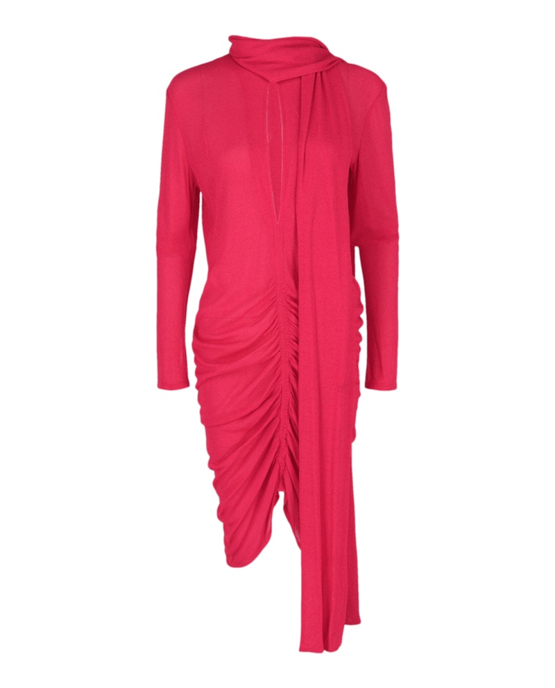 Abito Givenchy in crêpe elasticizzato con sciarpa increspata Ciclamino