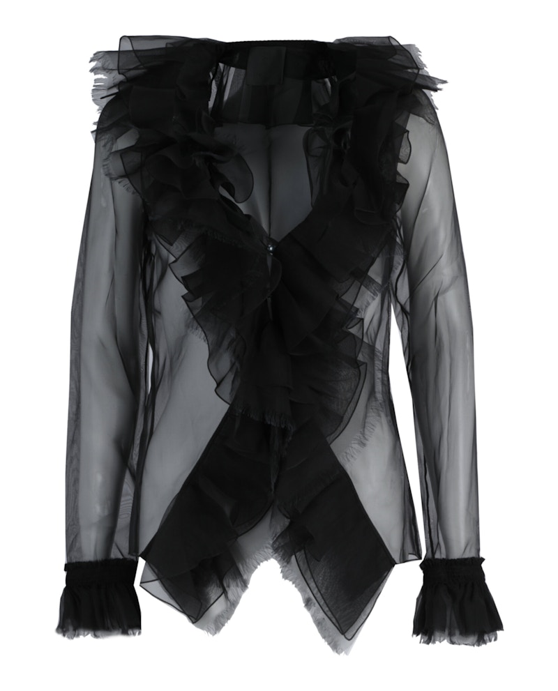 Givenchy Bluse aus Seiden-Organza mit Rüschen Schwarz