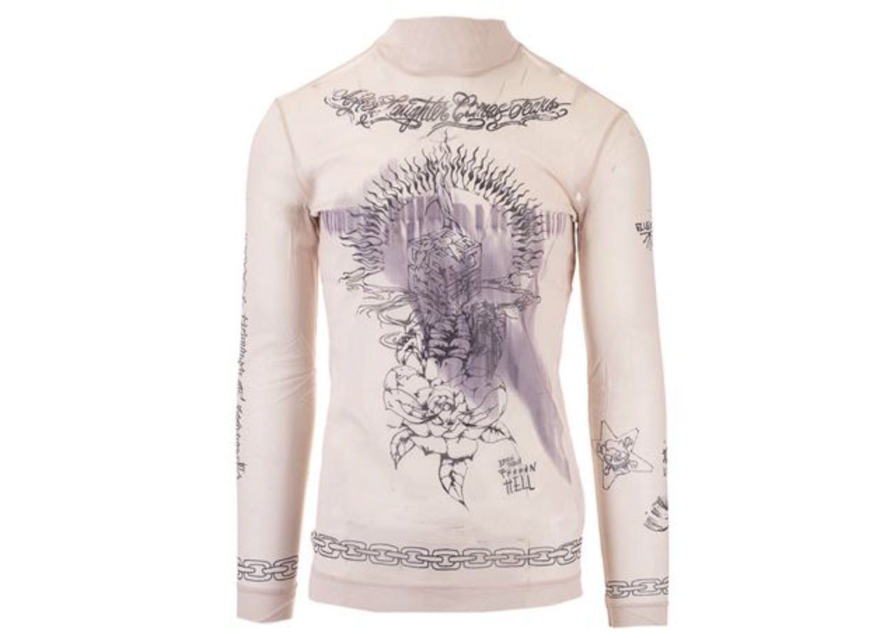 Givenchy Second Skin Effect Printed Mesh L/S T-shirt Beige Men's