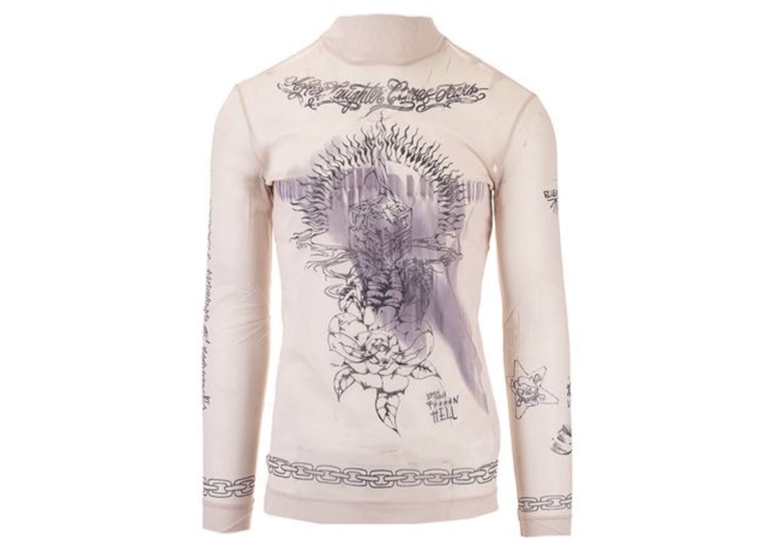 Pre-owned Givenchy Second Skin Effect Printed Mesh L/s T-shirt Beige