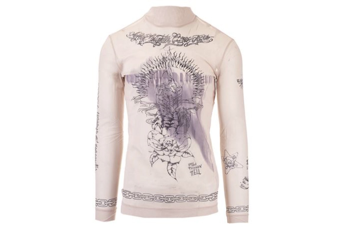 Pre-owned Givenchy Second Skin Effect Printed Mesh L/s T-shirt Beige