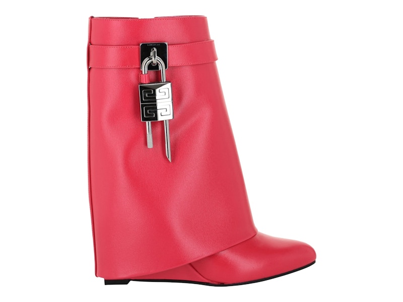 Pre-owned Givenchy Shark Lock Ankle Boots (women's) Sneakers In Neon Pink