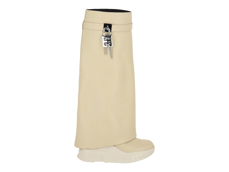 Pre-owned Givenchy Shark Lock Biker Boots 3.3" Heel (women's) Sneakers In Beige In Sand