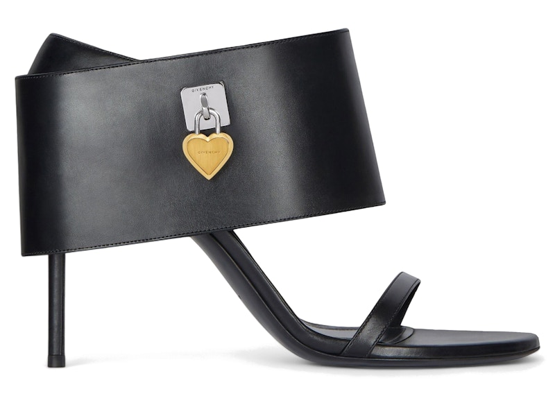 Pre-owned Givenchy Shark Lock Heart Sandals (women's) Sneakers In Black