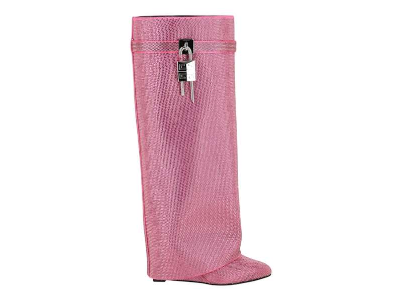 Pre-owned Givenchy Shark Lock Pant Boots Wide (women's) Sneakers In Neon Pink