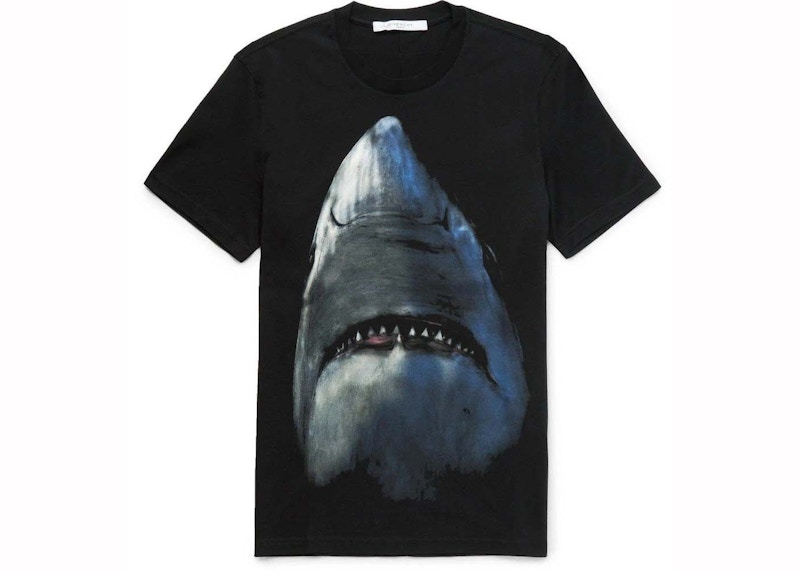 Givenchy Shark Print Cotton Jersey T-Shirt Black