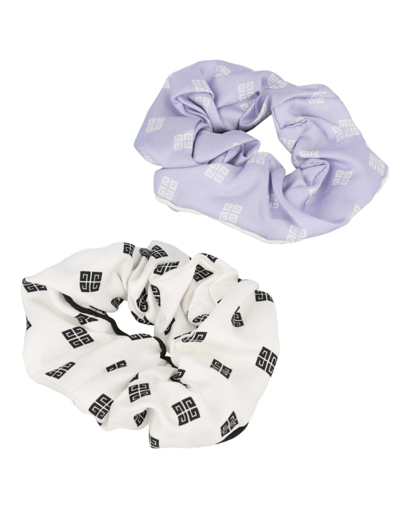Set de coleteros Givenchy Silk 4G con el logotipo blanco y lila