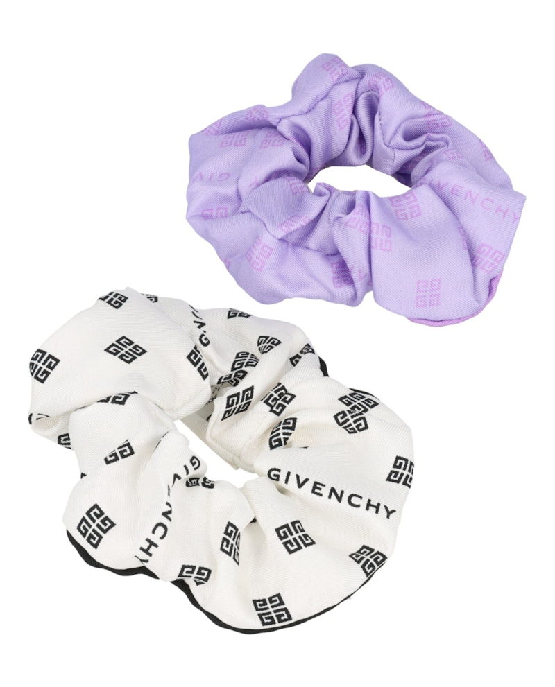 Set de coleteros Givenchy Silk 4G con el logotipo blanco y morado