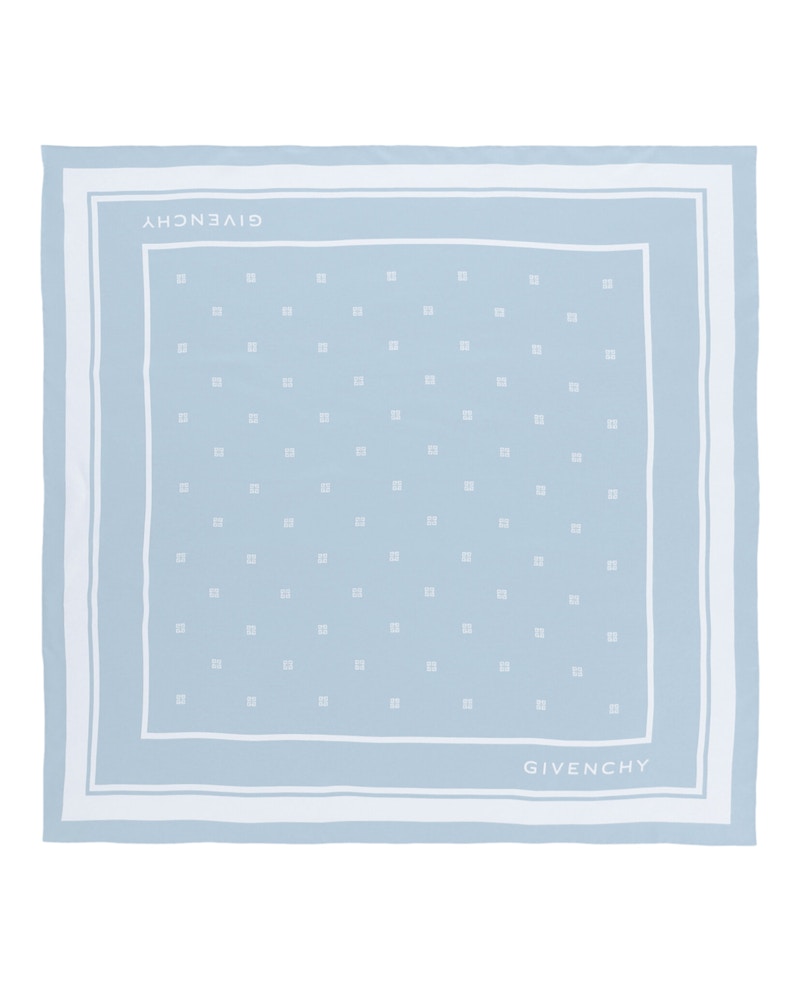 Givenchy Silk Logo Scarf Blue Ivory