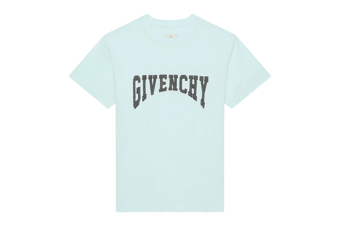 Pre-owned Givenchy Slim Fit Jersey With Patch T-shirt Acqua Marine