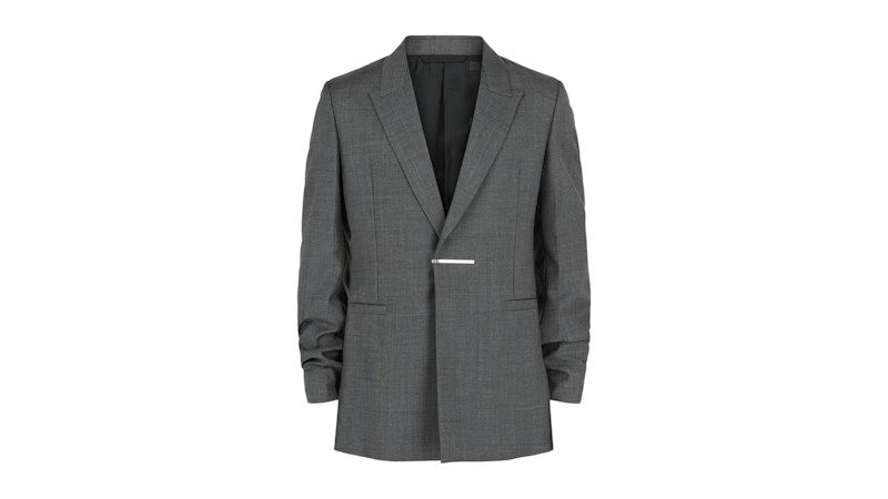 Givenchy Slim-Fit Metal Bar Structured Blazer Medium Grey
