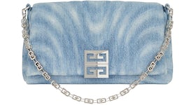 Givenchy Small 4G Soft Bag In Quilted Denim Medium Blue