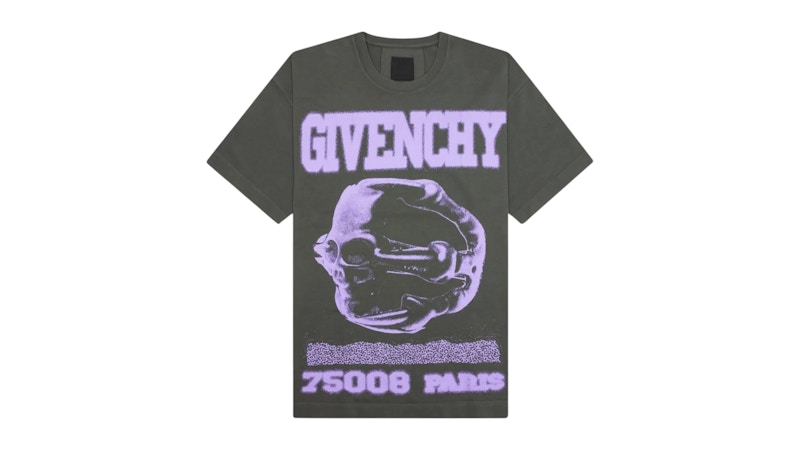Givenchy Spray Skull Design Casual Fit T-Shirt Grey Men's