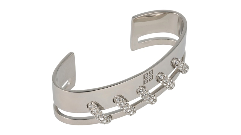 Givenchy Stitch Hand Bracelet In Metal With Crystals Silver