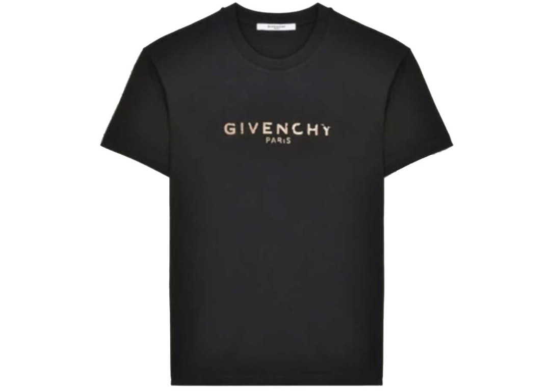 Pre-owned Givenchy Vintage Effect Metallic Logo T-shirt Black