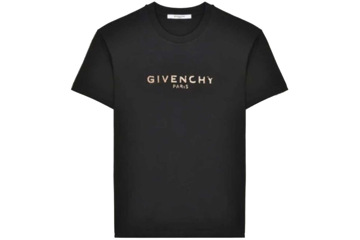 Givenchy Vintage Effect Metallic Logo T-shirt Black Men's - US