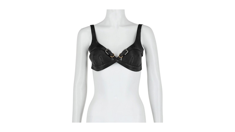 Givenchy Women's Crisscross Leather Top in Faded Black