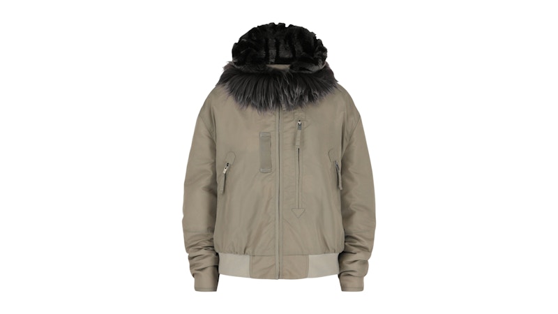 Givenchy Women's Cropped Bomber Jacket With 4G Fur Hood Mastic - US