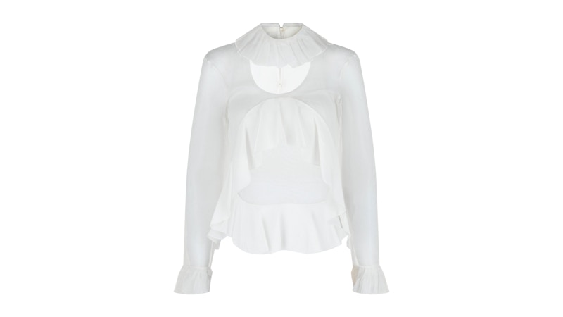 Givenchy Damenbluse aus Seide mit Rüschen, Weiß