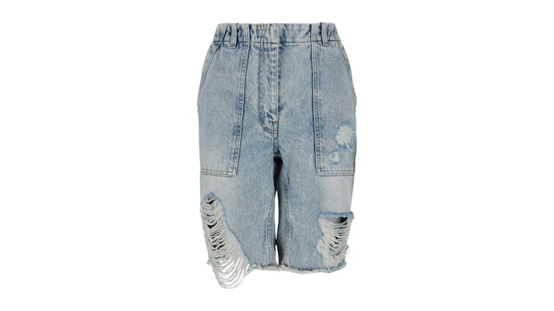 Givenchy Women's Distressed Denim Shorts Light Blue