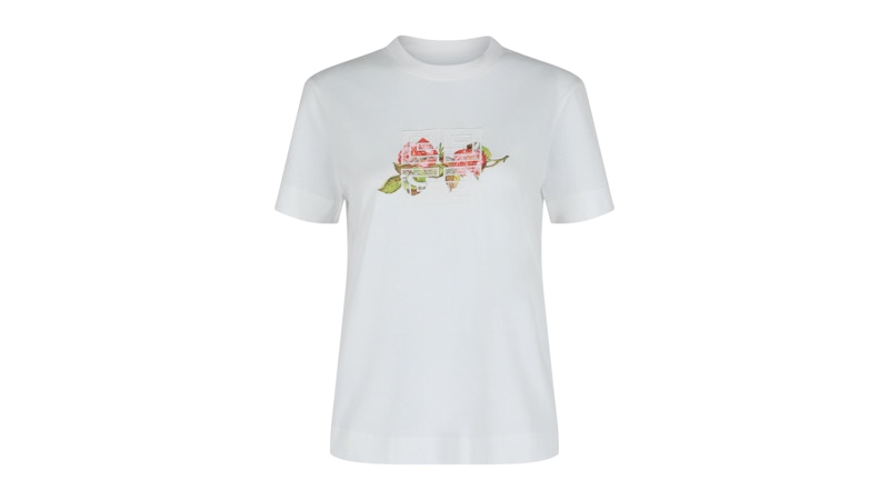 Givenchy Women's Floral 4G Logo Embroidered T-Shirt White - JP